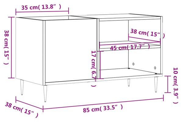 Betonszürke szerelt fa hanglemezszekrény 85x38x48 cm
