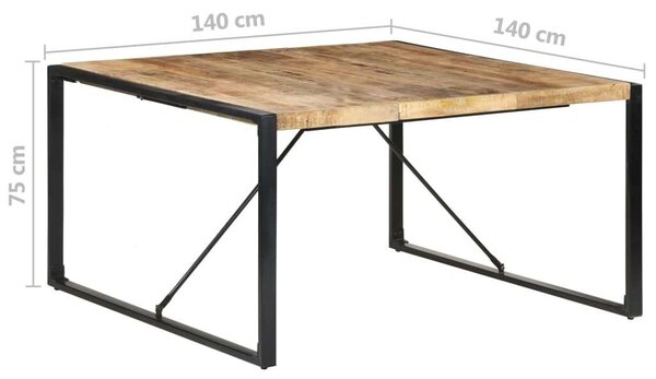 VidaXL Mangófa Étkezőasztal - Ipari Stílus - 140x140 cm