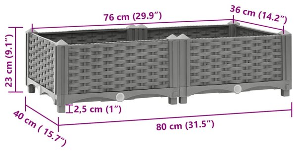 Polipropilén magaságyás 80 x 40 x 23 cm