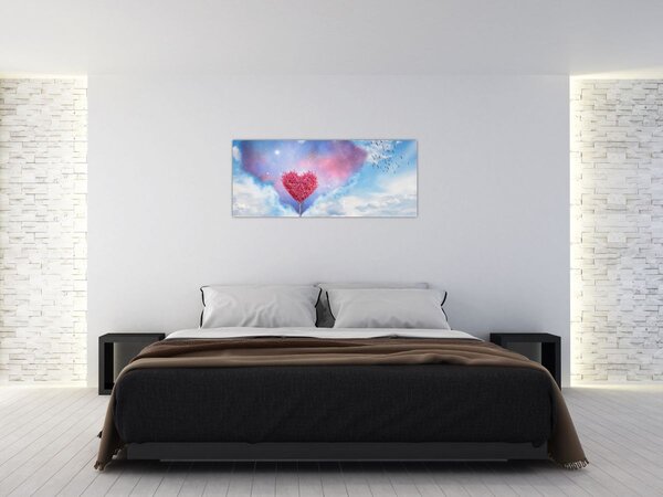 Kép - Rózsaszín szív fa (120x50 cm)