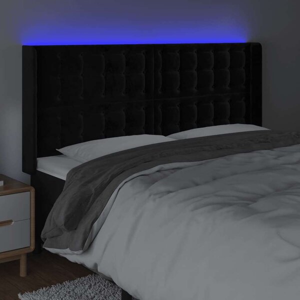 VidaXL Fekete Bársony LED Fejtámla - 203cm