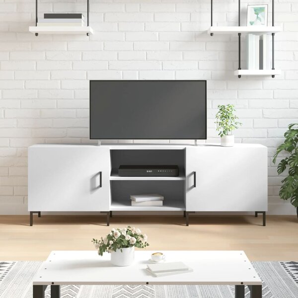 Fehér szerelt fa TV-szekrény 150 x 30 x 50 cm