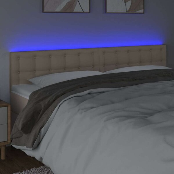 VidaXL cappuccino színű műbőr LED-es fejtámla 180 x 5 x 78/88 cm