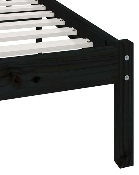 VidaXL Fekete Tömörfenyő Ágykeret - 200x200 cm