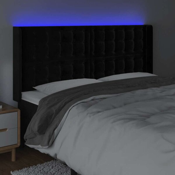 VidaXL Fekete Bársony LED Fejtámla - 203cm