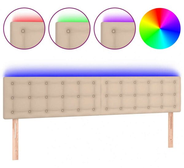 VidaXL cappuccino színű műbőr LED-es fejtámla 180 x 5 x 78/88 cm