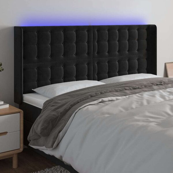 VidaXL Fekete Bársony LED Fejtámla - 203cm