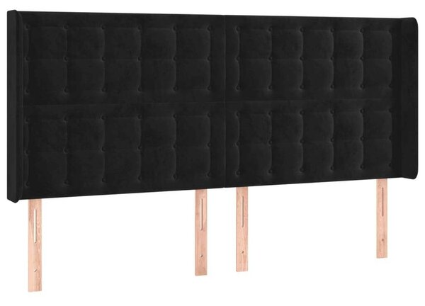 VidaXL Fekete Bársony LED Fejtámla - 203cm