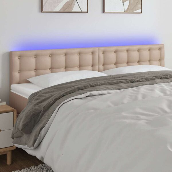 VidaXL cappuccino színű műbőr LED-es fejtámla 180 x 5 x 78/88 cm