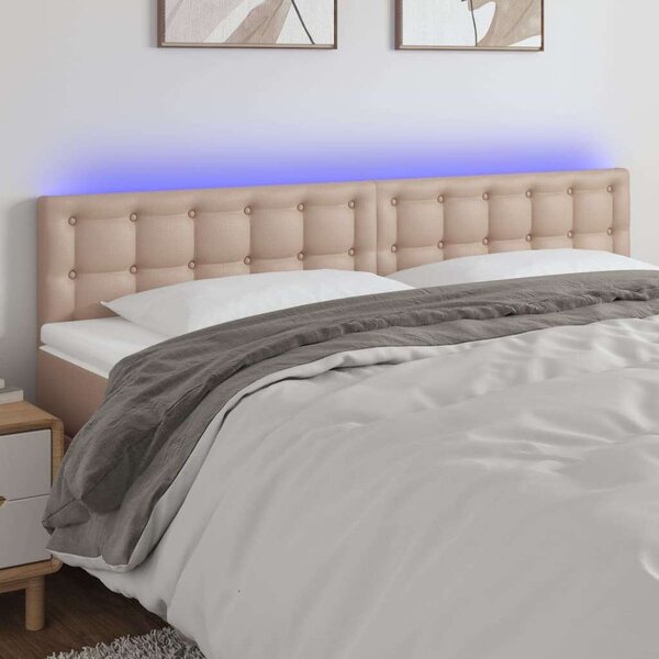 VidaXL cappuccino színű műbőr LED-es fejtámla 180 x 5 x 78/88 cm