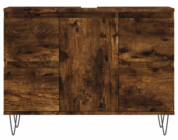 Füstös tölgy színű szerelt fa fürdőszobaszekrény 80x33x60 cm