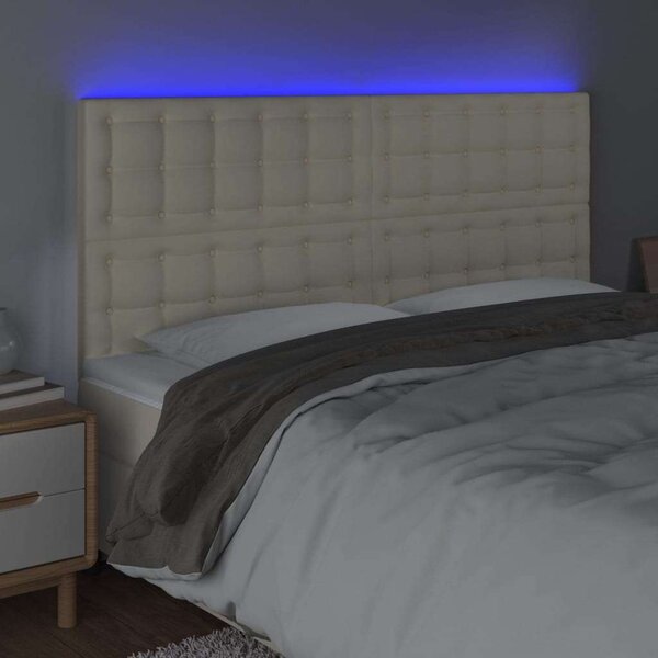 VidaXL krémszínű műbőr LED-es fejtámla 160x5x118/128 cm