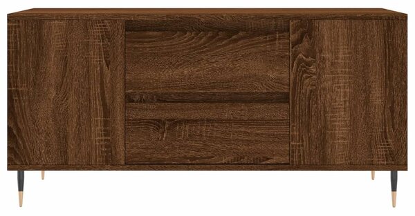 Barna tölgyszínű szerelt fa dohányzóasztal 102 x 44,5 x 50 cm