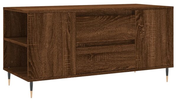 Barna tölgyszínű szerelt fa dohányzóasztal 102 x 44,5 x 50 cm