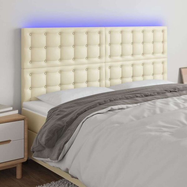 VidaXL krémszínű műbőr LED-es fejtámla 160x5x118/128 cm