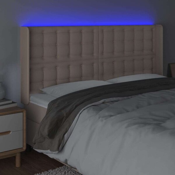 VidaXL kávészínű műbőr LED-es fejtámla 163x16x118/128 cm