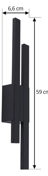 Lindby Sakari LED kültéri fali világítás, fekete, alumínium, magasság 59 cm, Fekete, Alumínium, Modern