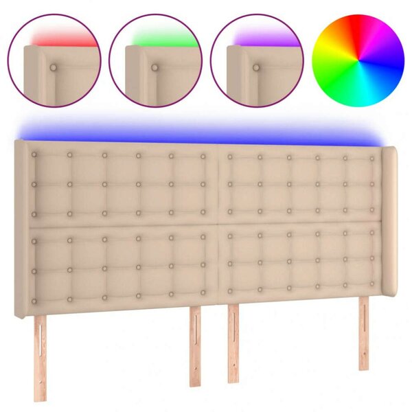 VidaXL kávészínű műbőr LED-es fejtámla 163x16x118/128 cm