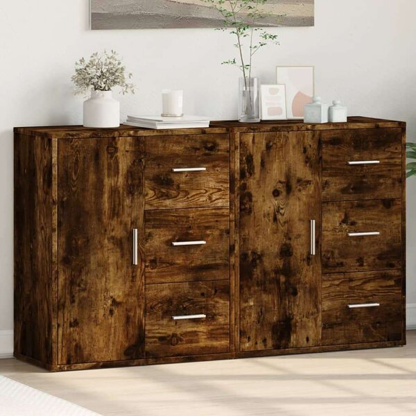 VidaXL Tölgyfa Tálalószekrény Szett - 2 db - 60x31x70 cm