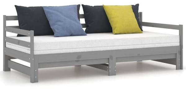 VidaXL szürke tömör fenyőfa kihúzható kanapéágy 2 x (90 x 200) cm