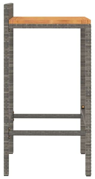 VidaXL 4 db szürke polyrattan és tömör akácfa bárszék