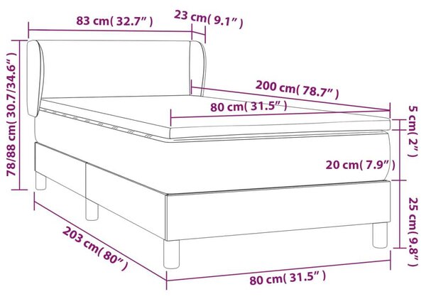 VidaXL Ágy - Fekete Műbőr - 80x200 cm