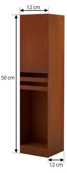 Lucande LED talapzati világítás Oxido, rozsdás színű, magasság 50 cm, IP44, Barna / rozsda, fém, Modern