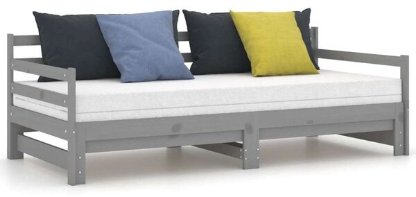 VidaXL szürke tömör fenyőfa kihúzható kanapéágy 2 x (90 x 200) cm