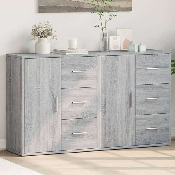 VidaXL Fa Tálalószekrény Szett - Sonoma Szürke - 2 db - 60x31x70 cm