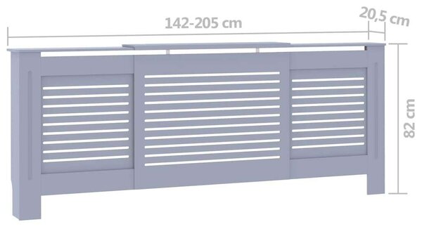 VidaXL szürke MDF radiátorburkolat 205 cm