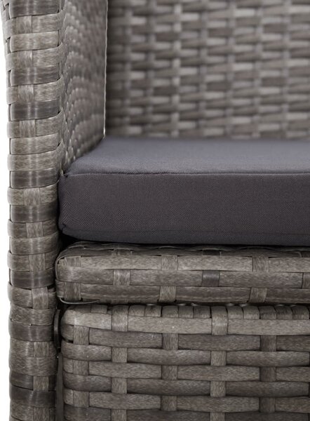 9 részes szürke polyrattan kerti étkezőgarnitúra párnával