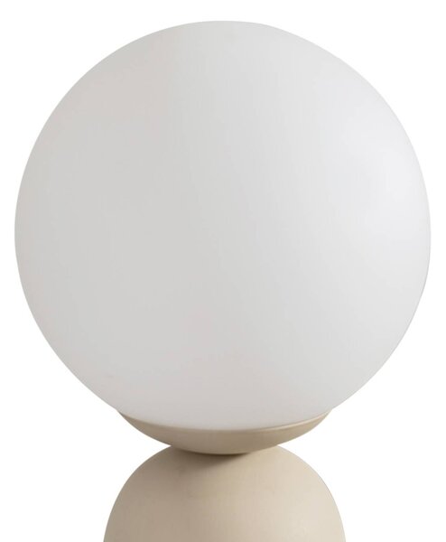 Lindby asztali lámpa Lennes, bézs, üveg, Ø 20 cm, Fehér / opál, Nappali / Étkező, Üveg, Modern