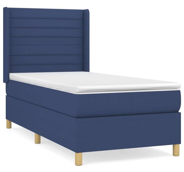 VidaXL kék szövet rugós ágy matraccal 100 x 200 cm