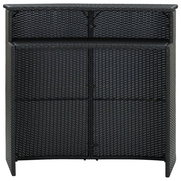 Fekete polyrattan kerti bárasztal 120 x 55 x 110 cm