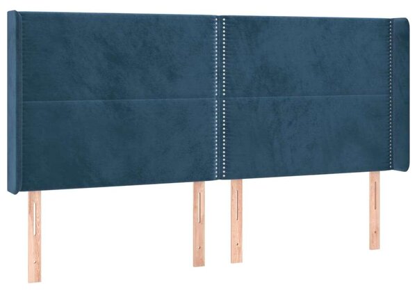 VidaXL kék bársony fejtámla szárnyakkal 203x16x118/128 cm