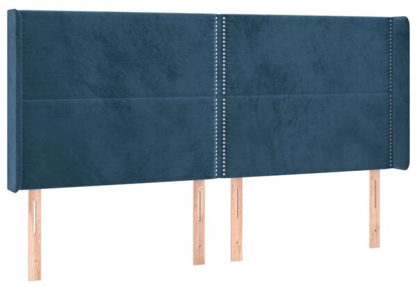 VidaXL kék bársony fejtámla szárnyakkal 203x16x118/128 cm