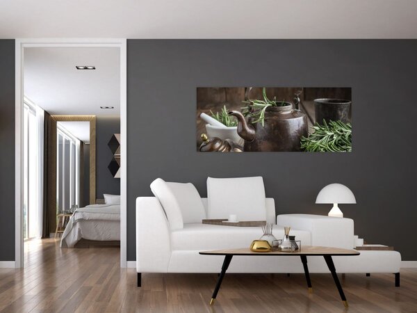 Kép - Teáskanna rozmaringgal (120x50 cm)