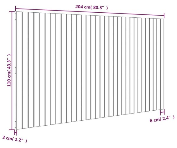 VidaXL tömör fenyőfa fali fejtámla 204 x 3 x 110 cm
