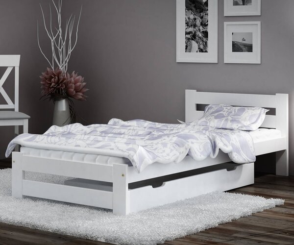 Eureka VitBed ágy 90x200cm tömör fenyő fehér