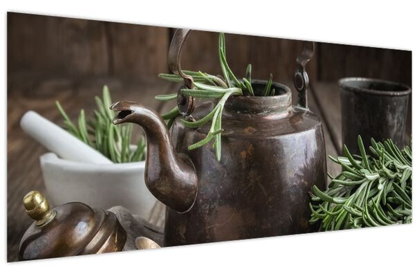 Kép - Teáskanna rozmaringgal (120x50 cm)