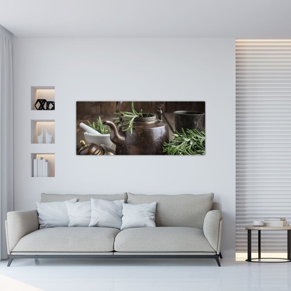 Kép - Teáskanna rozmaringgal (120x50 cm)