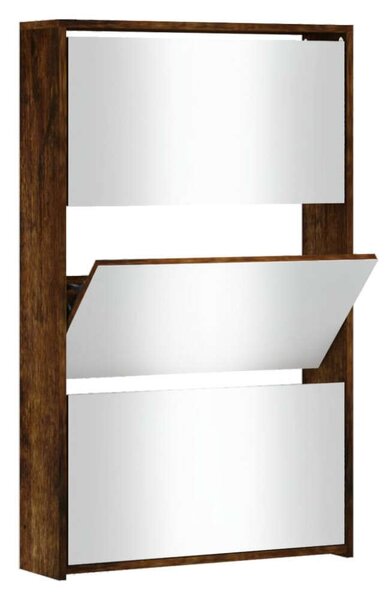 VidaXL Cipőtartó Szekrény - 3 Polc - Tükör - 63x17x102,5cm