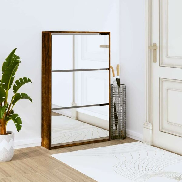 VidaXL Cipőtartó Szekrény - 3 Polc - Tükör - 63x17x102,5cm
