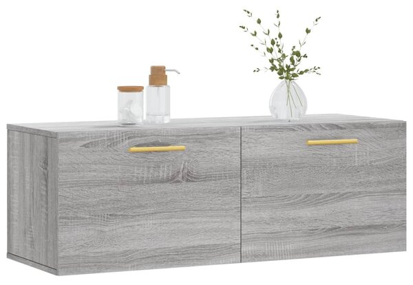Szürke sonoma színű szerelt fa faliszekrény 100 x 36,5 x 35 cm