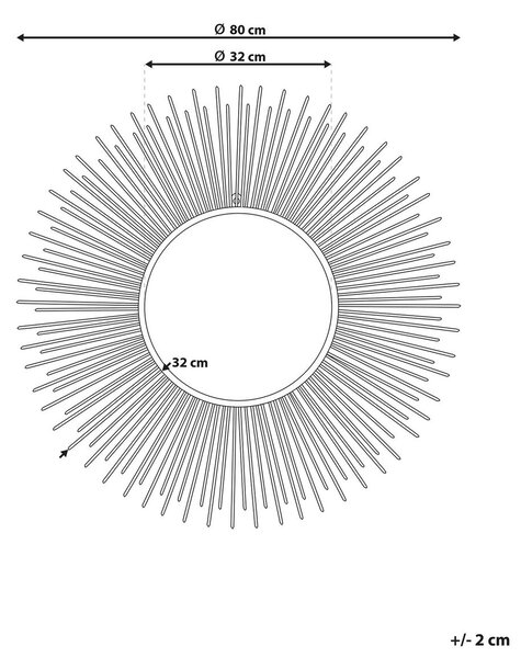 Falitükör CILLY 80 cm 80 cm Fém Arany