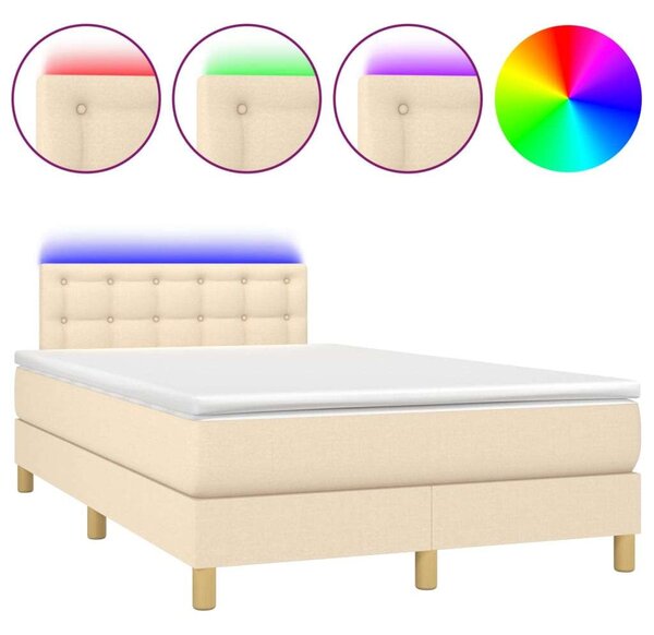VidaXL Krémszínű Ágy LED-del - 120x200 cm