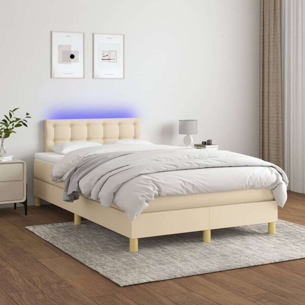 VidaXL Krémszínű Ágy LED-del - 120x200 cm
