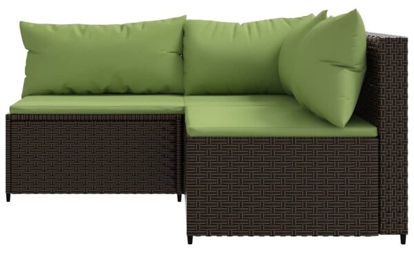 3 részes barna polyrattan kerti ülőgarnitúra párnával
