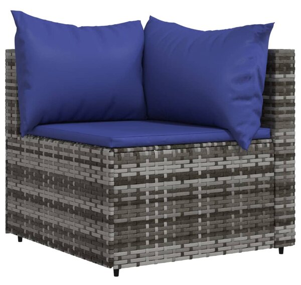 2 db szürke polyrattan kerti sarokkanapé párnával