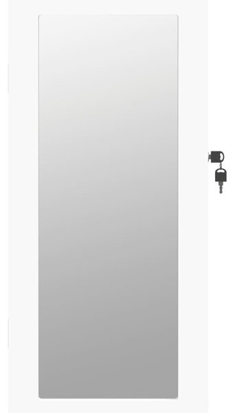 Fehér falra szerelhető tükrös ékszerszekrény 30x8,5x67 cm